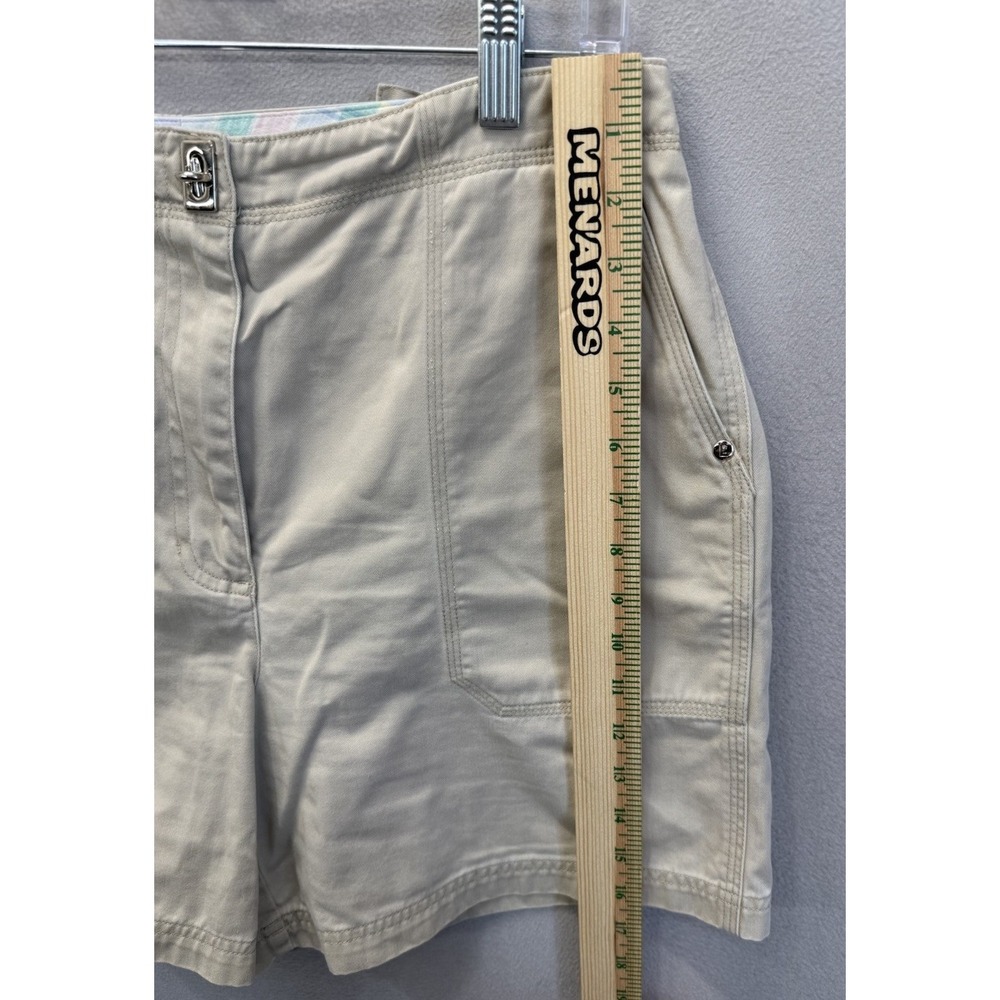 Ralph Lauren Women's Sz 12 Khaki Beige‎ Flat Front W/Metal Buckle Clasp Shorts - Picture 4 of 10